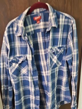 Arizona Jean Company Blue Plaid Button-Down Shirt